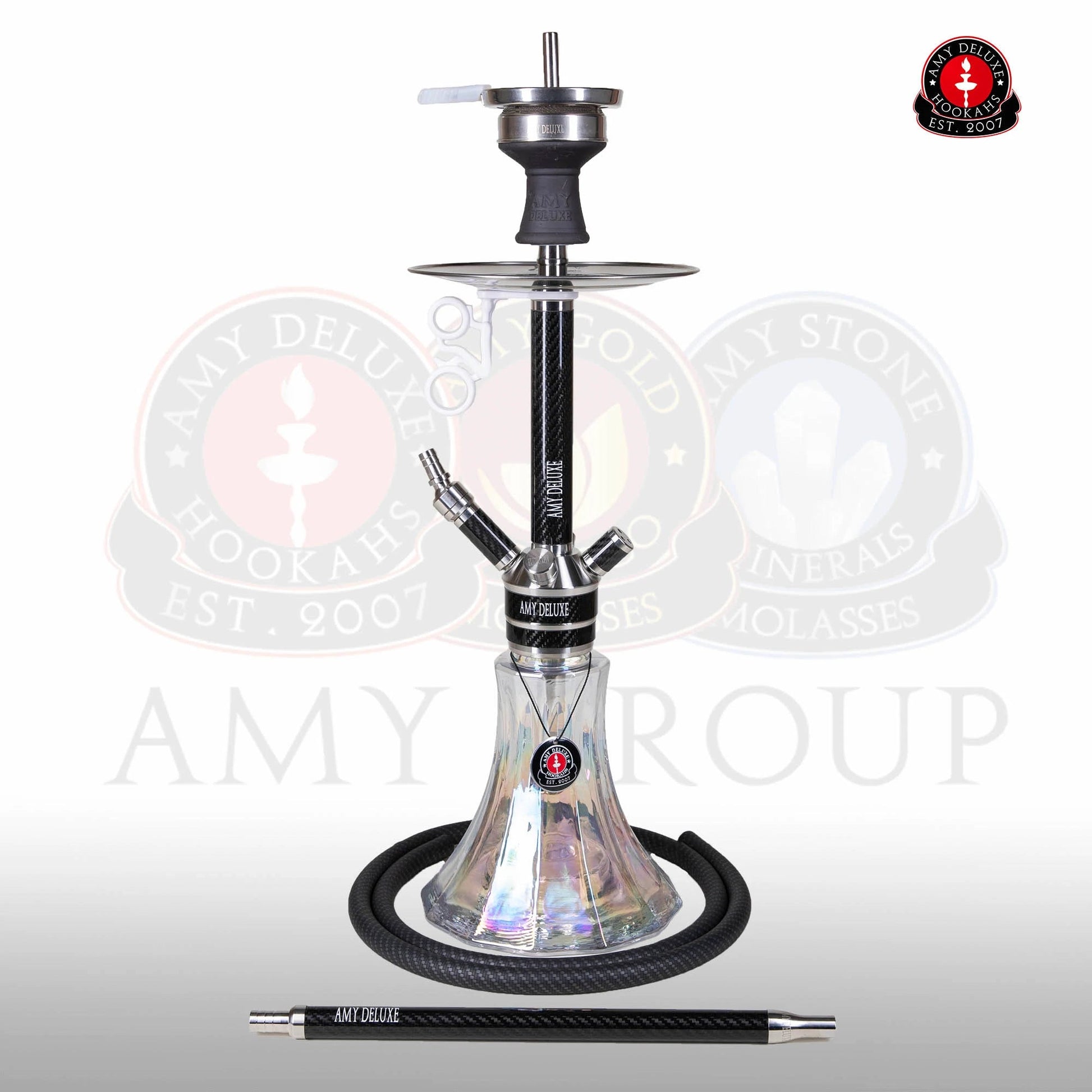 Amy Carbonica Pride R S Vandpibe - Amy Shop - Flot vandpibe af rustfri stål med carbon detaljer, fin vase med regbueeffekt