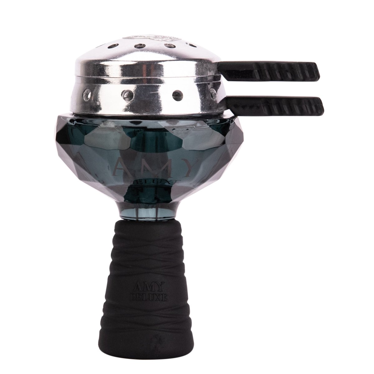 Glassi Kristall Sæt - Amy Shop - Sort glas hoved med varmeregulator til vandpiber med sort silikone