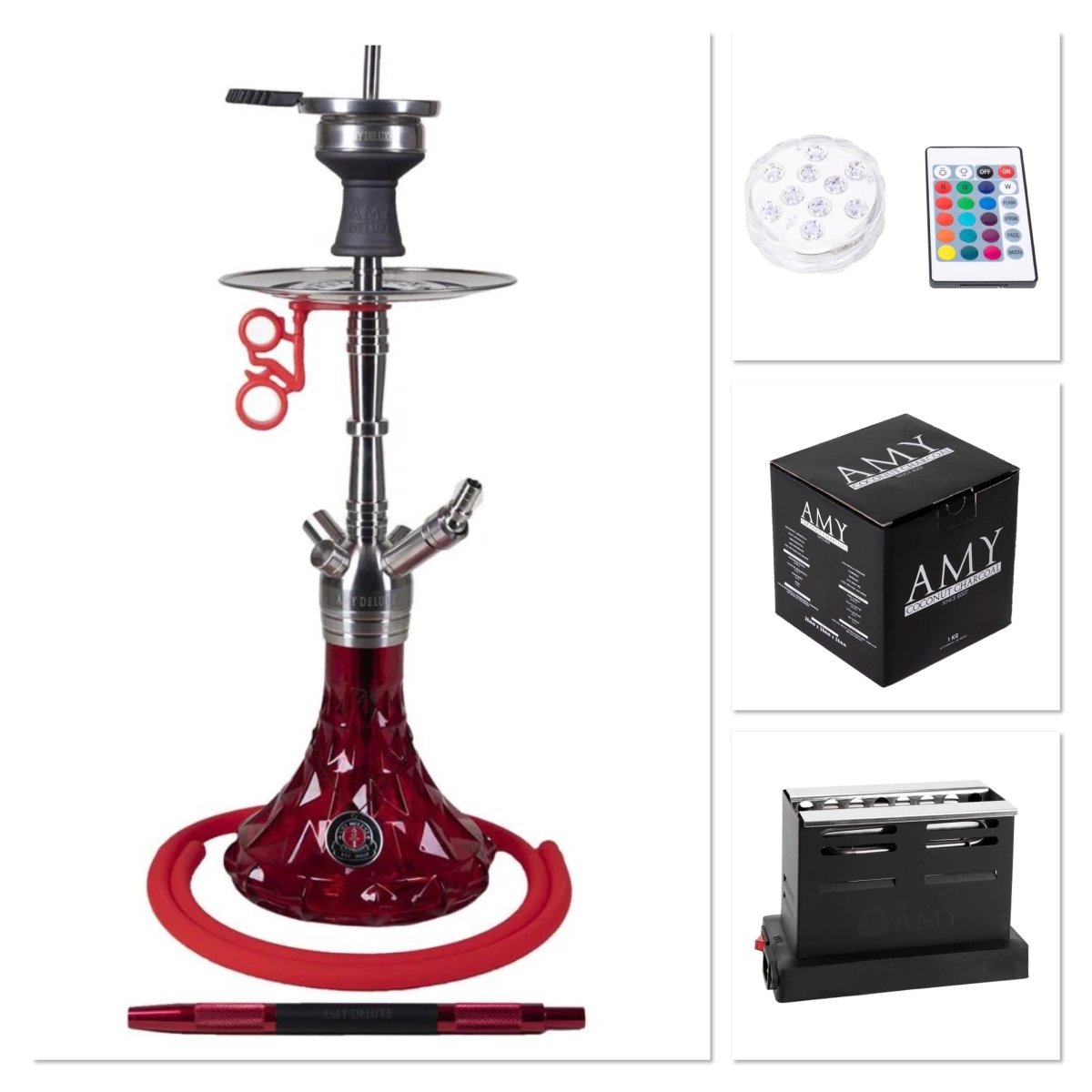 Pakketilbud 1 - Amy Shop - Pakketilbud med vandpibe, kul, LED-lys og kultænder