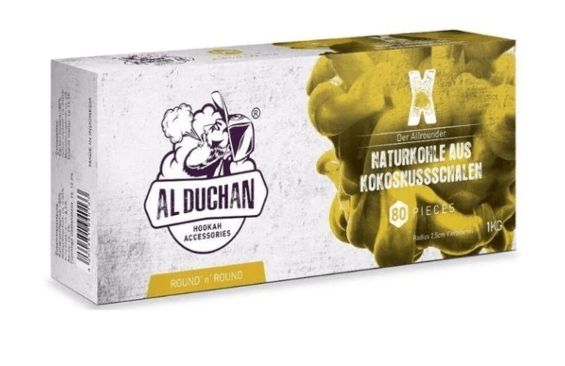 Al Duchan shisha kul 1 kg naturlige kokosbriketter 25x25 mm