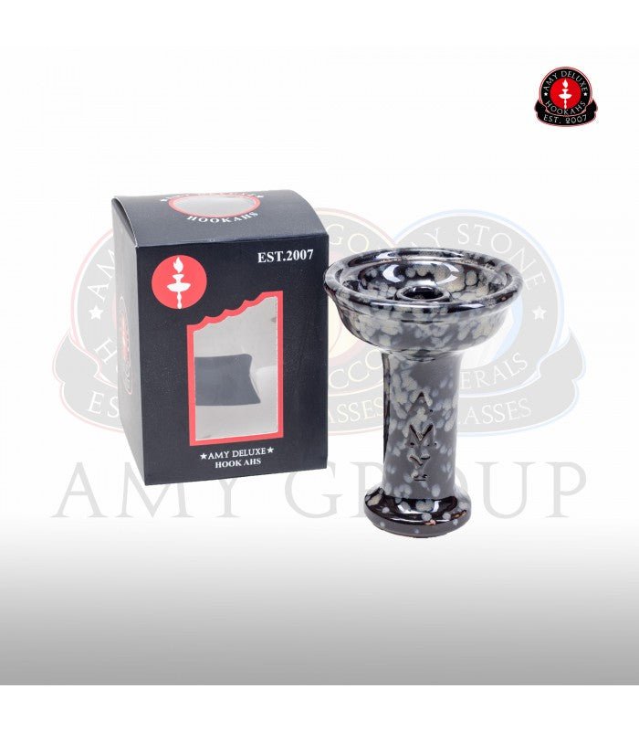 AMY Glaseret phunnel hoved AM-C034 - Amy Shop - Phunnel hoved til vandpibe i sort og grå farve