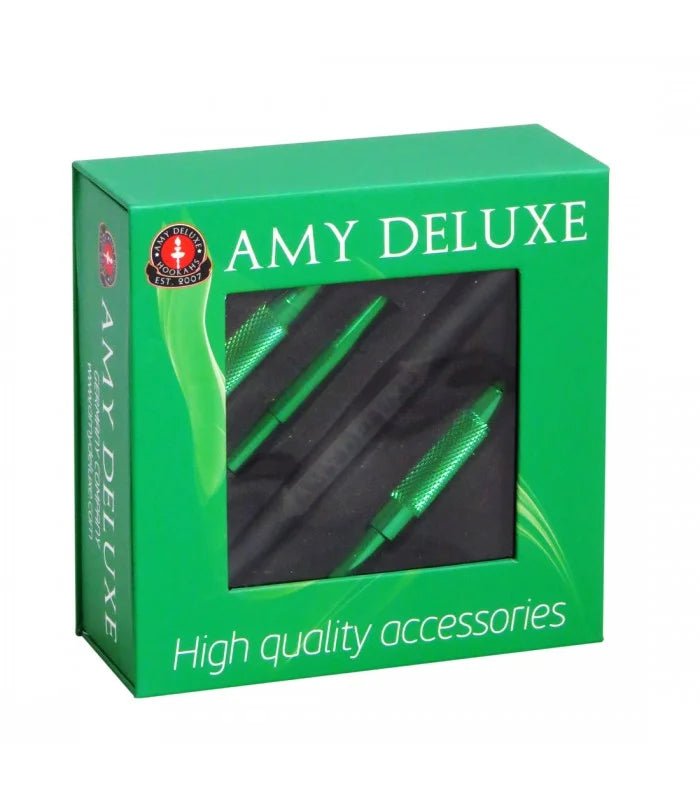 AMY Silikoneslange + Aluminium Mundstykke - Amy Shop - Grønt slange sæt med silikone slange og mundstykke til vandpibe