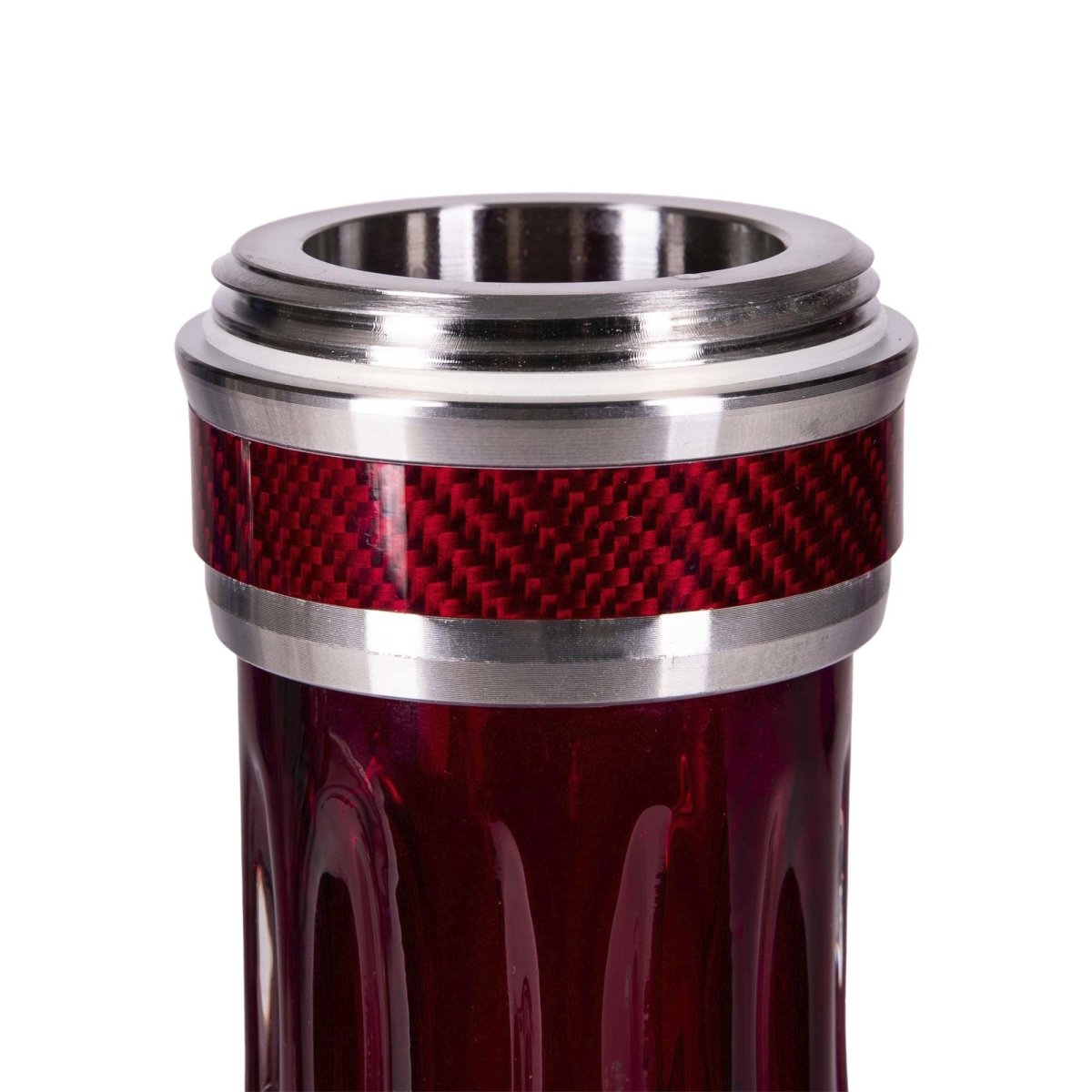 AMY SS26.02 Vase - Amy Shop - Rød reserve vase til Amy vandpibe med gevind af rustfri stål med carbon detaljer