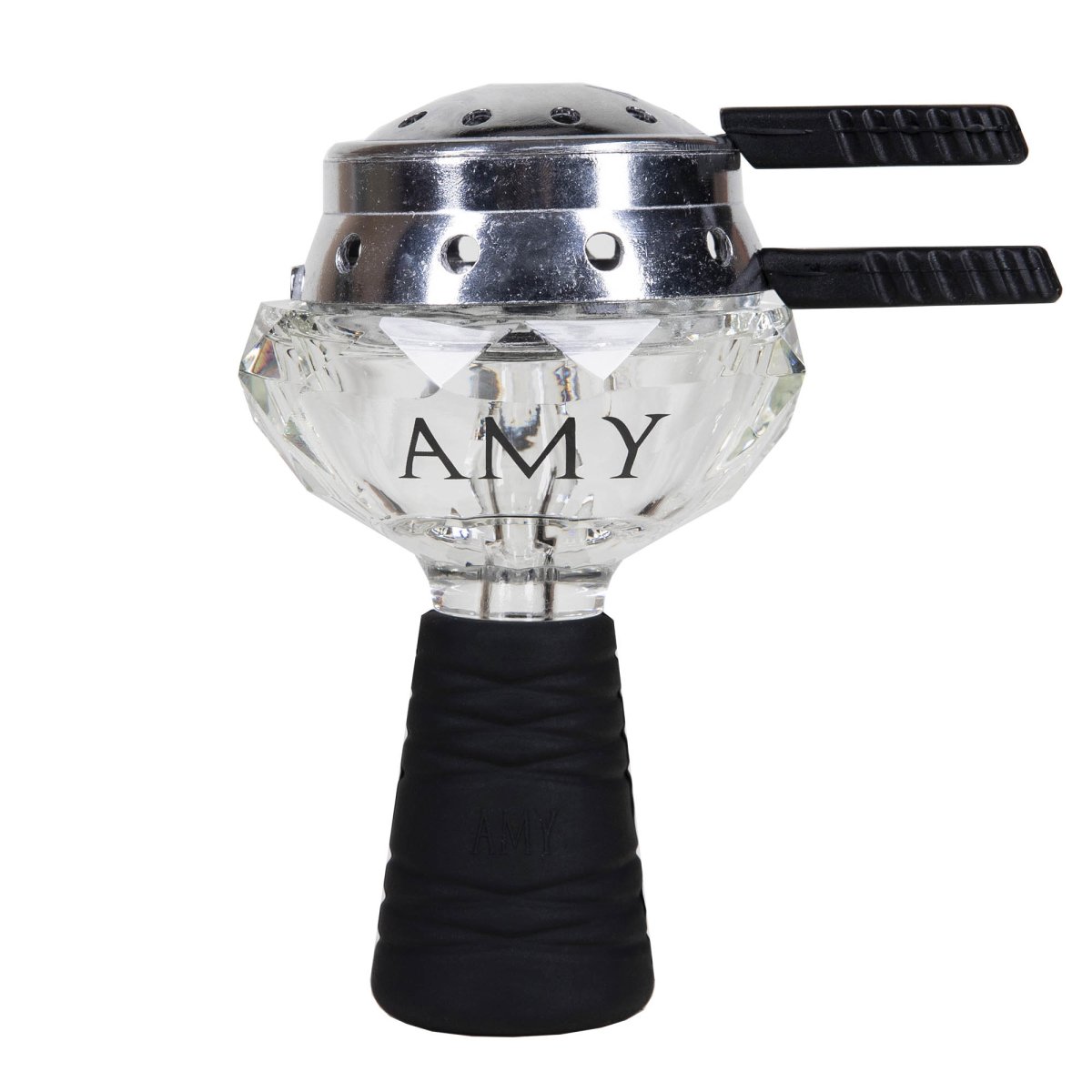 Glassi Kristall Sæt - Amy Shop - Glas hoved med varmeregulator til vandpiber med sort silikone
