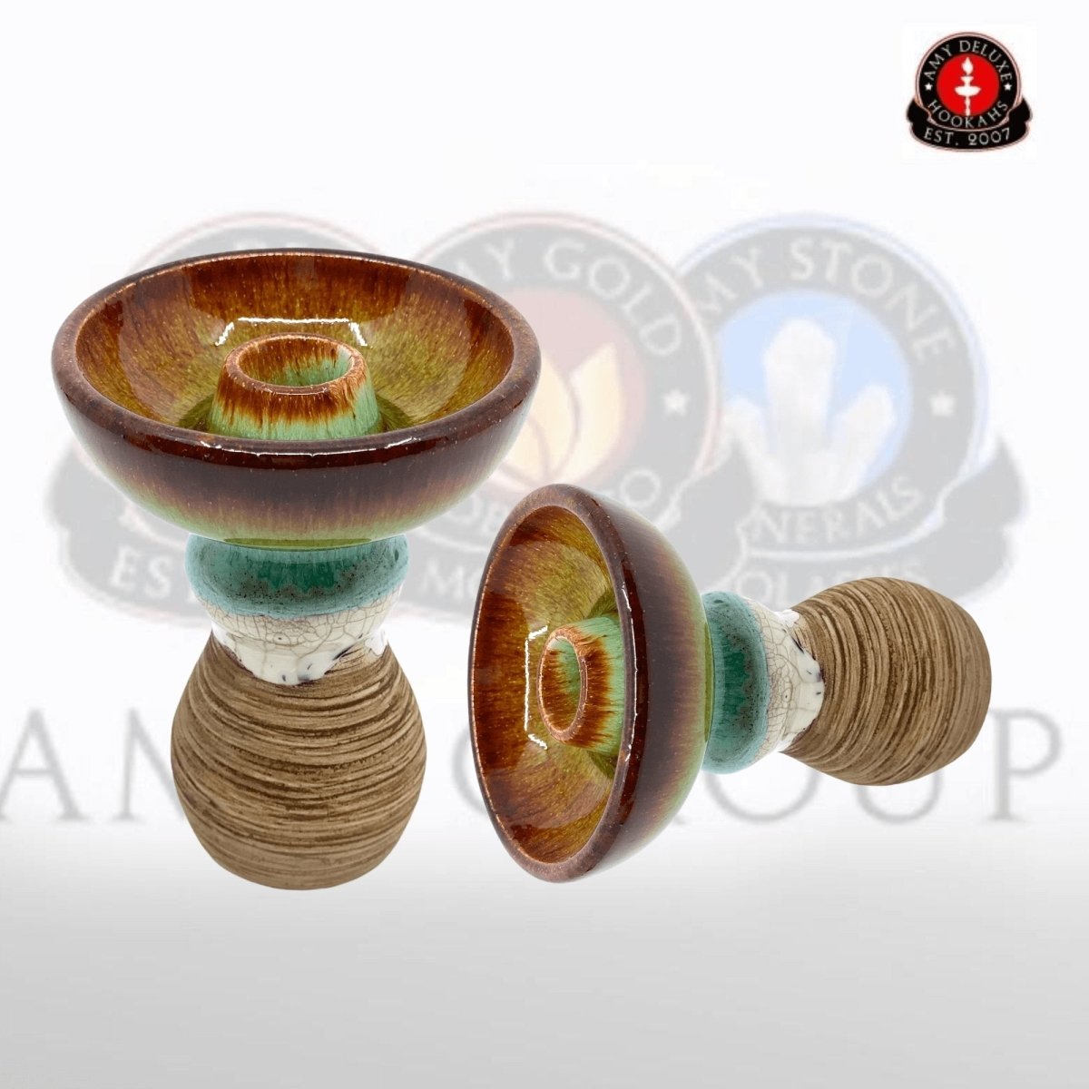Kolos Harunta Phunnel - GLAZE Brown Green BLue - Amy Shop - Phunnel hoved til vandpibe af keramik i grøn og brun